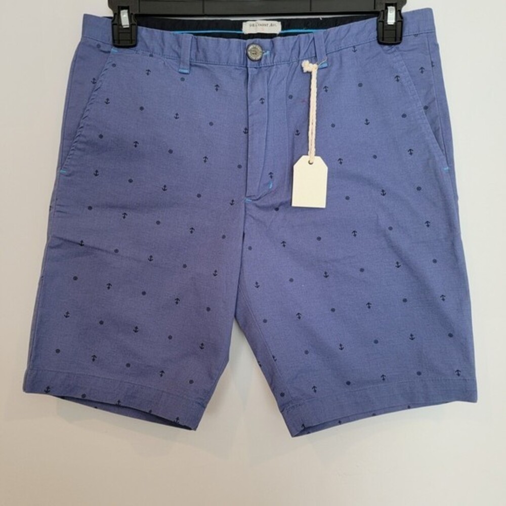 98 Coast Av Shorts Men's S L Blue Anchor Print Nautical